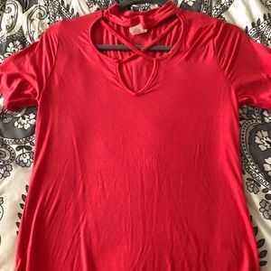 Coral pink cross cross choker top